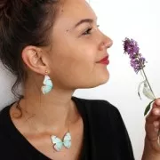 Butterfly without hole 50x35 mm Blue/Green x1