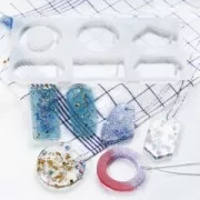 Silicone mold to make resin pendants 70 mm 6 geometric shapes