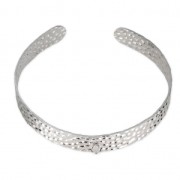 Hammered 925 silver bracelet 10 mm with a loop x1