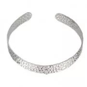 Hammered 925 silver bracelet 10 mm with a loop x1