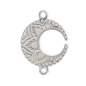 925 Sterling Silver Mandalas half-moon spacer 18x13mm x1