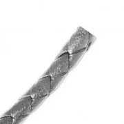 Braided leather cord 5 mm Silver x 50 cm