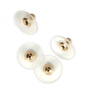 Ear clutches for ear studs with silicon - Gilded with fine 24K x12