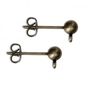 Brass ball earstuds with a loop 4 mm Bronze Tone x4|raw }}