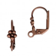 Flower leverback earrings 16 mm with a loop - Copper Tone x4|raw }}