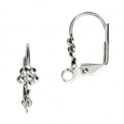 Flower leverback earrings 16 mm with a loop - Fine silver plating x4
