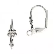 Flower leverback earrings 16 mm with a loop - Fine silver plating x4