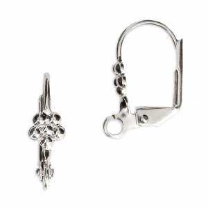 Flower leverback earrings 16 mm with a loop - Fine silver plating x4