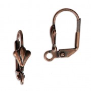 Flower leverback earrings 16 mm with a loop - Copper Tone x2