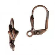 Flower leverback earrings 16 mm with a loop - Copper Tone x2