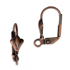 Flower leverback earrings 16 mm with a loop - Copper Tone x2