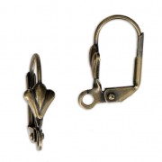 Flower leverback earrings 16 mm with a loop - Bronze Tone x2