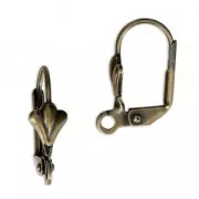 Flower leverback earrings 16 mm with a loop - Bronze Tone x2