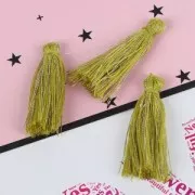 Cotton tassel 32 mm Olive Green/Gold Tone x1