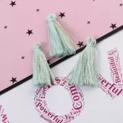 Cotton tassel 32 mm Mint/Gold Tone x1