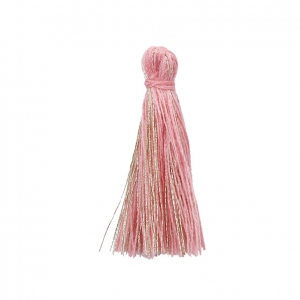 Cotton tassel 32 mm Pink/Gold Tone x1
