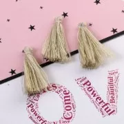 Cotton tassel 32 mm Ivory/Gold Tone x1