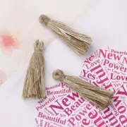 Cotton tassel 32 mm Taupe/Gold Tone x1