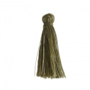 Cotton tassel 32 mm Green//Gold Tone x1