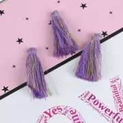 Cotton tassel 32 mm Violet/Gold Tone x1