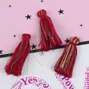 Cotton tassel 32 mm burgundy/Gold Tone x1