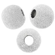 6 mm Round Diamond Beads - 925 Sterling Silver x5