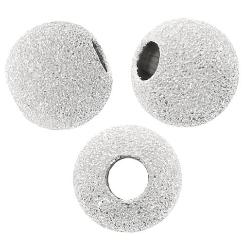 6 mm Round Diamond Beads - 925 Sterling Silver x5