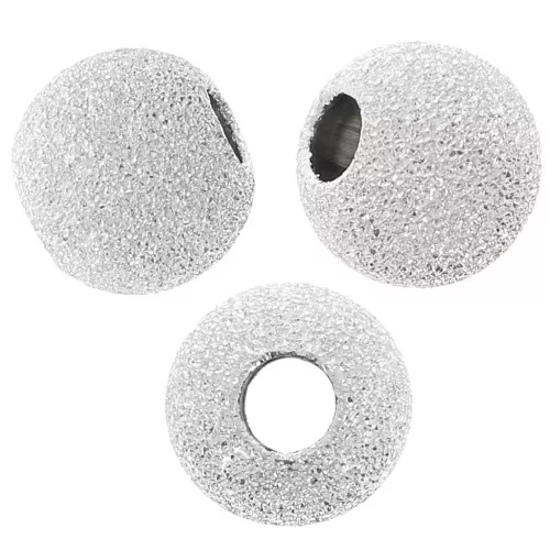 6 mm Round Diamond Beads - 925 Sterling Silver x5
