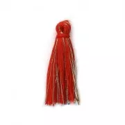 Cotton tassel 32 mm Red/Gold Tone x1