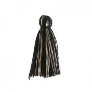 Cotton tassel 32 mm Black/Gold Tone x1