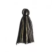Cotton tassel 32 mm Black/Gold Tone x1