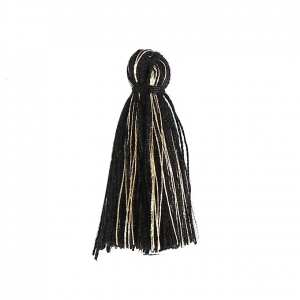 Cotton tassel 32 mm Black/Gold Tone x1