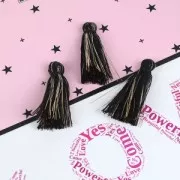 Cotton tassel 32 mm Black/Gold Tone x1