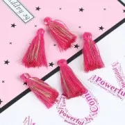 Cotton tassel 32 mm Fuchsia/Gold Tone x1
