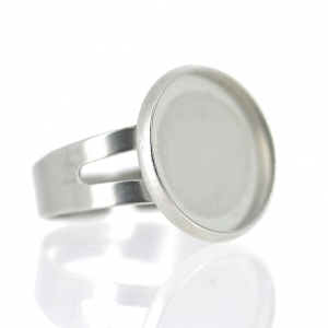 Stainless steel ring with setting for flat back cabochon 14 mm x1