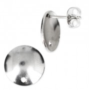 Stainless steel curved shape round earstuds with 1 hole 13 mm x2