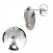 Stainless steel curved shape round earstuds with 1 hole 13 mm x2