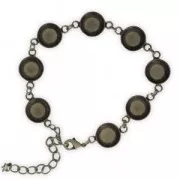 Bracelet base with settings for 10 mm flat back cabochons Bronze Tone x1
