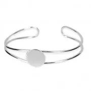 Bracelet base with pad for 10 mm flat back cabochon Fine silver plating x1