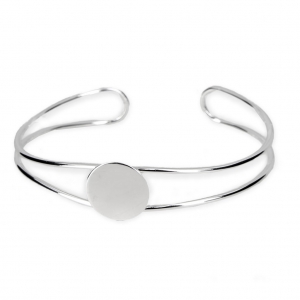 Bracelet base with pad for 10 mm flat back cabochon Fine silver plating x1