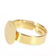 Adjustable ring with pad for a 12 mm cabochon - Fine Gold Plated x1