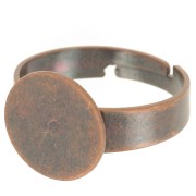Adjustable ring with pad for a 12 mm cabochon - Copper Tone x1|raw }}
