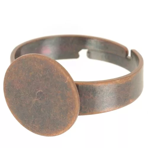 Adjustable ring with pad for a 12 mm cabochon - Copper Tone x1