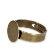 Adjustable ring with pad for a 12 mm cabochon - Bronze Tone x1