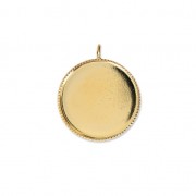 Pendant setting for flat back round cabochon 18 mm fine Gold plated x1|raw }}