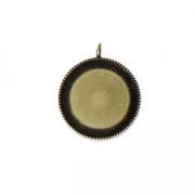 Pendant setting for flat back round cabochon 18 mm Bronze Tone x1