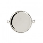 Spacer setting for flat back round cabochon 25 mm Fine silver plating x1|raw }}