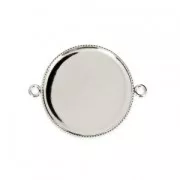 Spacer setting for flat back round cabochon 25 mm Fine silver plating x1