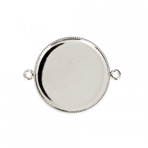 Spacer setting for flat back round cabochon 25 mm Fine silver plating x1