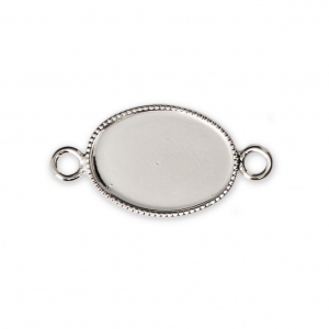 Spacer setting for flat back oval cabochon 14x10 mm Fine silver plating x1